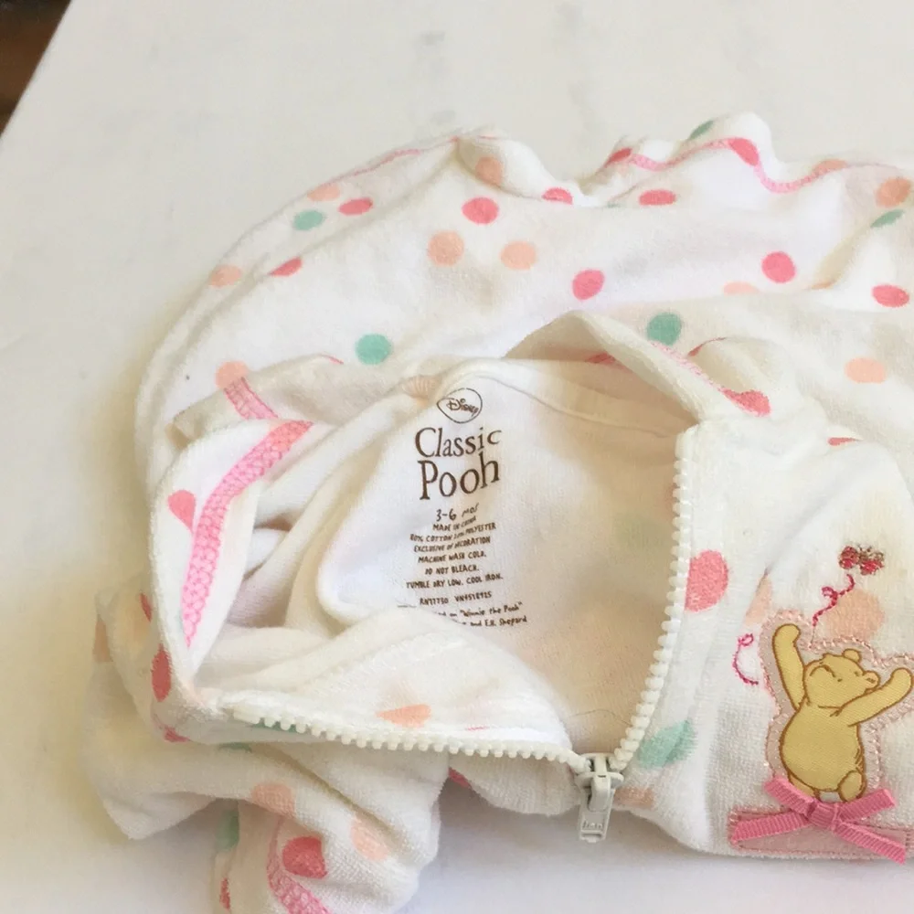 FINAL MARKDOWN Disney classic Pooh terry hooded romper 3-6 months